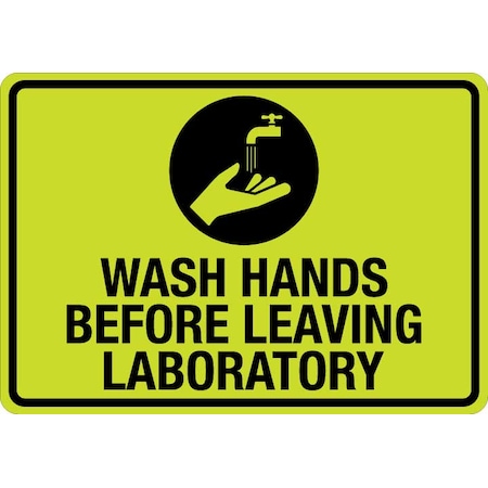 Sign, Wash Hands Before Leaving Laboratory (W Sym), LCUV-0182ST-RD_14x10